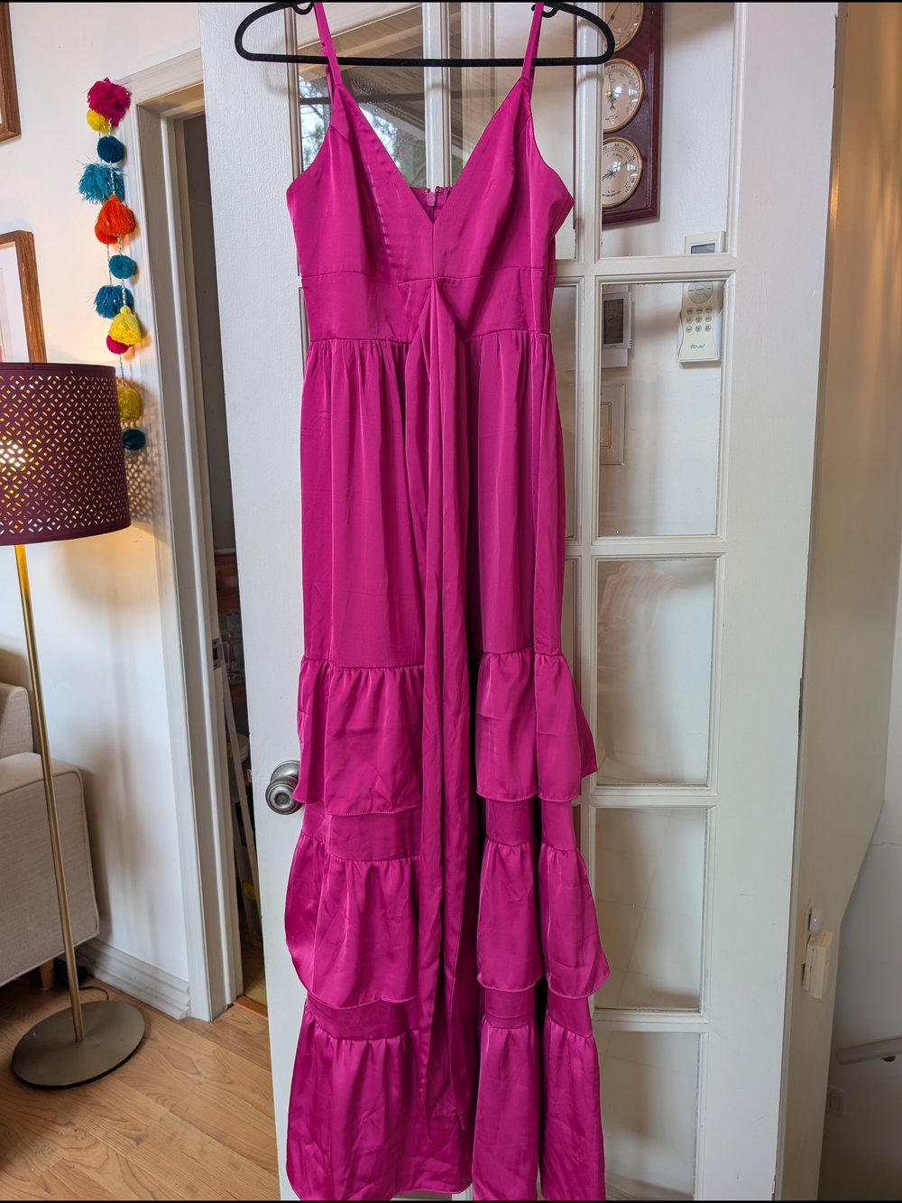 Azazie Nathalia Satin Dress In Fuchsia, NWT